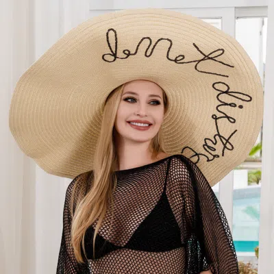 Fashnzfab Do Not Disturb Message Wide Brim Straw Sun Hat In Sand