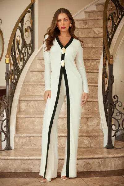 Truedames Mirror Stone Long Layer Jumpsuit In Black
