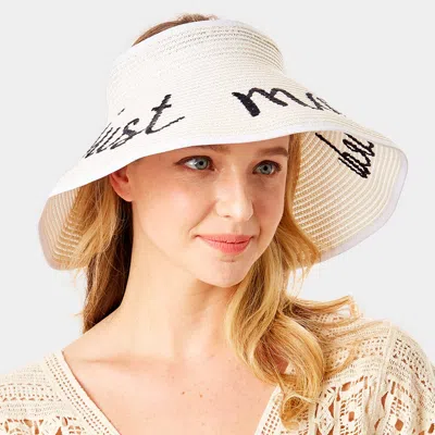 Fashnzfab Just Married Message Roll Up Foldable Visor Sun Hat In White