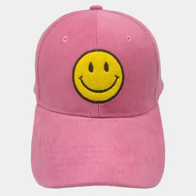 Fashnzfab Smile Pointed Corduroy Baseball Cap In Pink