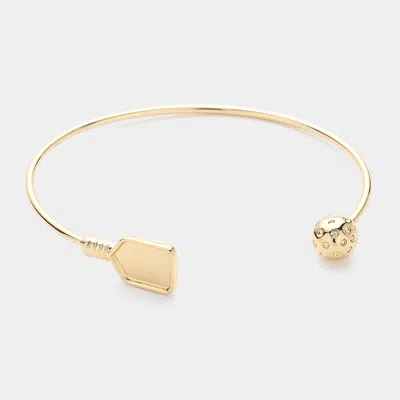 Fashnzfab Metal Pickleball Paddle Ball Tip Cuff Bracelet Gold In Gold