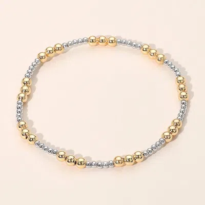 Fashnzfab Secret Box_two Tone Metal Bubble Beaded Stretch Bracelet Gold, Silver In Multi