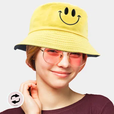Fashnzfab Reversible Smile Pointed Bucket Hat In Yellow