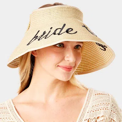 Fashnzfab Bride Tribe Message Roll Up Foldable Visor Sun Hat In Sand