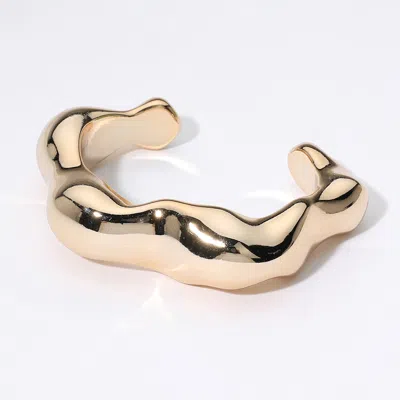 Fashnzfab Metal Wavy Dome Cuff Bracelet Gold In Gold