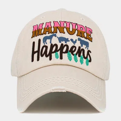 Fashnzfab Manure Happens Message Animals Pointed Vintage Baseball Cap In Sand
