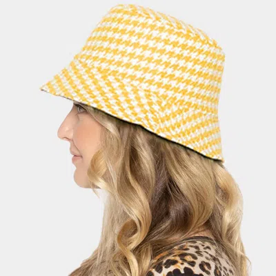 Fashnzfab Houndstooth Patterned Bucket Hat In Yellow