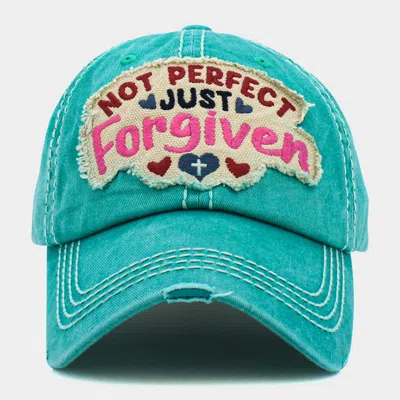 Fashnzfab Not Perfect Just Forgiven Message Vintage Baseball Cap In Blue