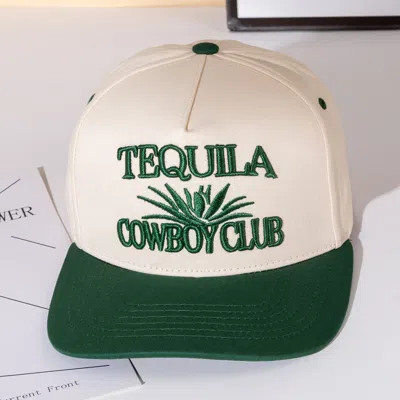 Fashnzfab Tequila Cowboy Message Embroidered Five Panel Canvas Snapback Baseball Cap In Green