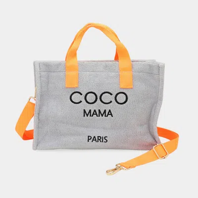 Fashnzfab Coco Mama Message Pointed Terry Small Tote Bag / Crossbody Bag In Gray