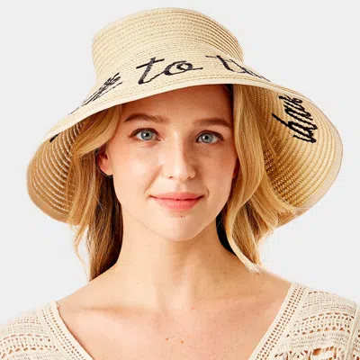 Fashnzfab Talk To The Sand Message Roll Up Foldable Visor Sun Hat In Sand