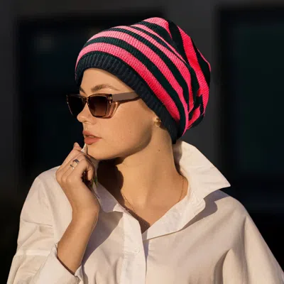 Fashnzfab Striped Acrylic Open End Beanie Hat In Multi