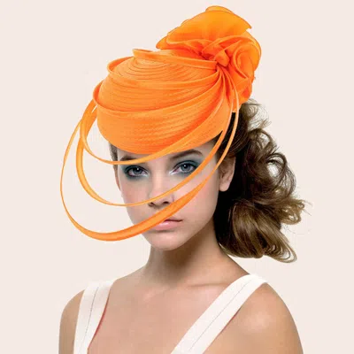 Fashnzfab Fabric Pointed Elastic String Dressy Hat In Orange