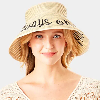 Fashnzfab Always On Vacay Message Roll Up Foldable Visor Sun Hat In Sand