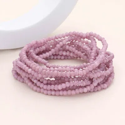Fashnzfab 10pcs - Faceted Beaded Multi Layered Stretch Bracelets Purple In Purple