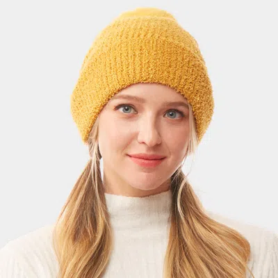 Fashnzfab Solid Pom Pom Soft Fluffy Beanie Hat In Yellow
