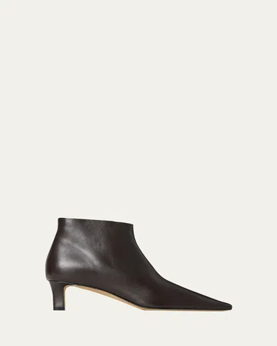 The Row Carla 45 Leather Ankle Boots In Brown