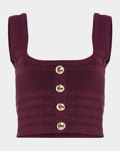 Retroféte Nella Cropped Bandage Knit Tank Top In Brown