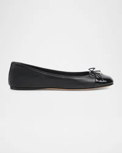 Gucci New Marmont Gg Nappa Leather Ballerina Flats In Black