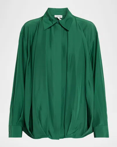Loewe Charmeuse Balloon Button-down Shirt In Green