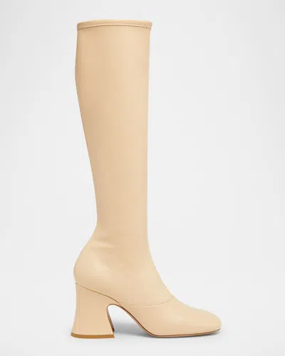 Chloé Chloe Women Cream Synthetic Leather Janis Boots In Nude