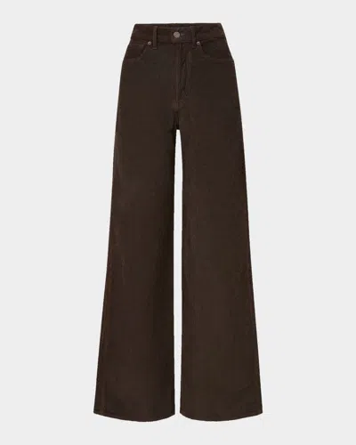 Veronica Beard Taylor High Rise Wide Leg Corduroy Pants In Dark Umber In Brown
