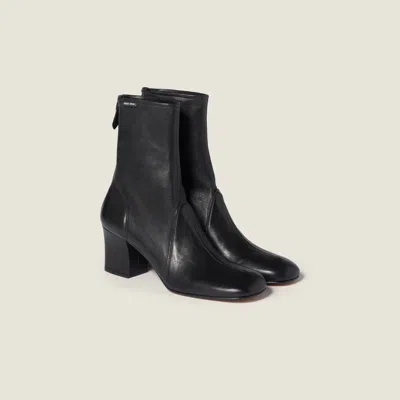 Miu Miu Nappa Leather Booties In Black