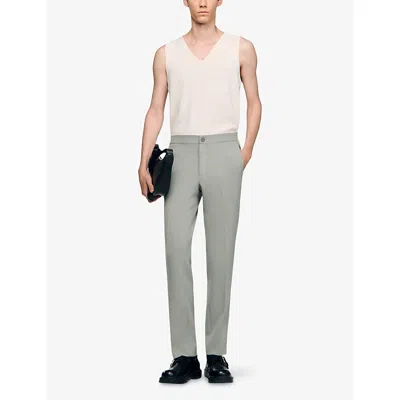 Sandro Mens Steel High-rise Stretch-jersey Trousers In Gray