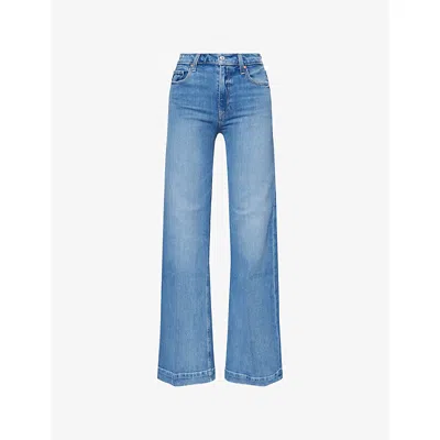 Paige Womens Flamenco Distressed Anessa Raw-cuff Straight-leg Stretch-denim Blend Jeans