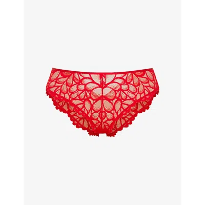 Savage X Fenty X Fenty Womens Timeless Red Savage Not Sorry Lace Cheeky Briefs In Red