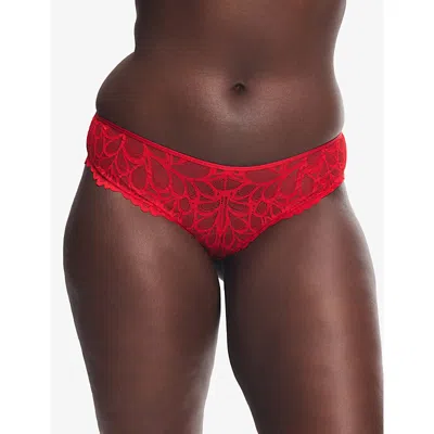 Savage X Fenty X Fenty Womens Timeless Red Savage Not Sorry Lace Cheeky Briefs In Red