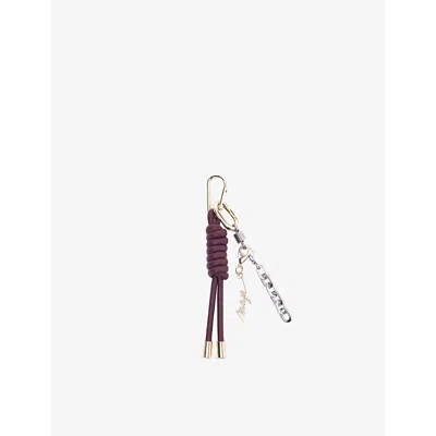 Maje Womens Wine Lees Knotted Leather Keyring In Black