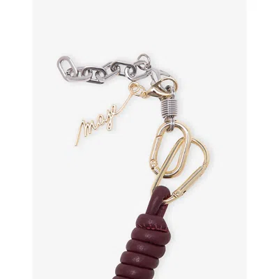 Maje Womens Wine Lees Knotted Leather Keyring In Black
