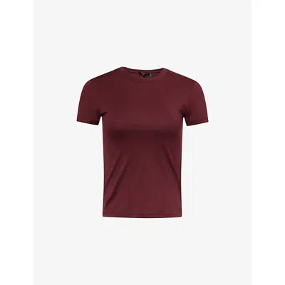 Theory Womens Grenache Tiny Round-neck Pima-cotton Jersey T-shirt In Burgundy
