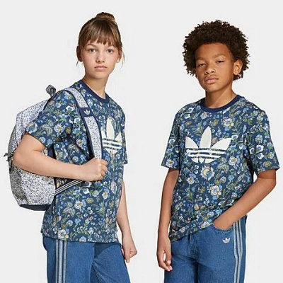 Adidas Originals Big Kids Originals X Liberty London T-shirt Size: Xs In Blue