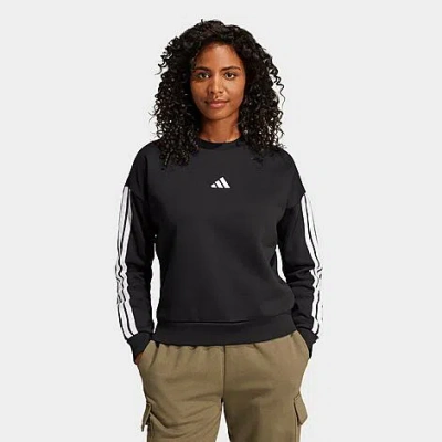 Adidas Originals Women's Essentials 3-stripes Fleece Sweatshirt In Black