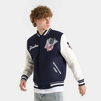 Pro Standard Men's New York Yankees Mlb City Ransom Wool Varsity Jacket In Blue