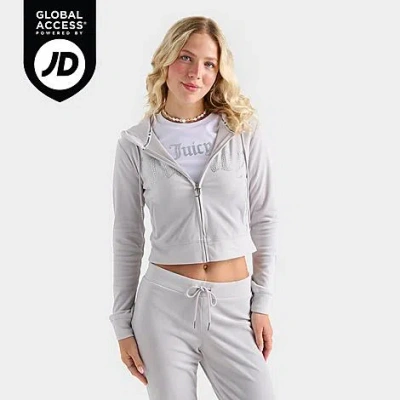 Juicy Couture Women's Bling Front Hoodie In Gray