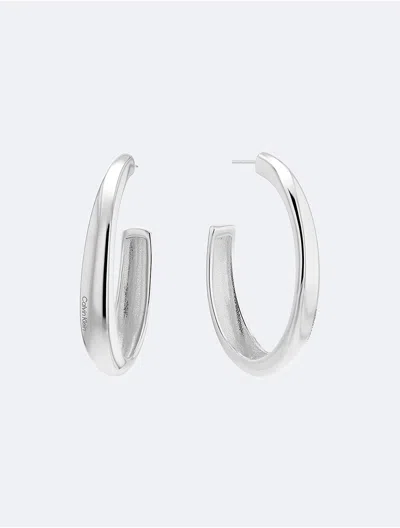 Calvin Klein Medium Modern Purity C-hoop Earrings, 1.97" In Metallic