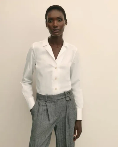 Brooks Brothers Fitted Supima Cotton Open Notch Collar, Dress Shirt In Neutral