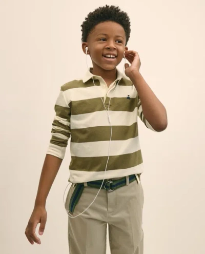 Brooks Brothers Boys Cotton Rugby Shirt In Green