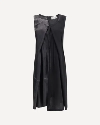 Margiela Virgin Wool Midi Dress In Black