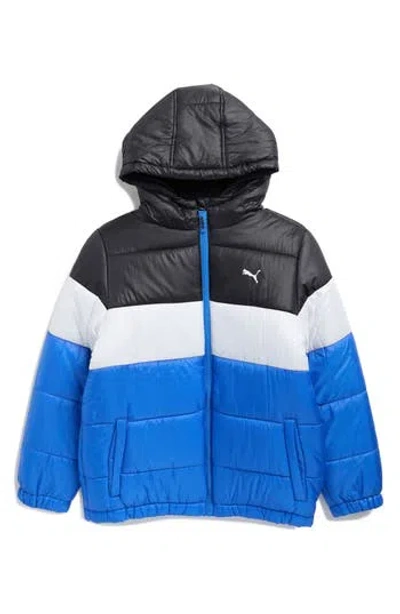 Puma Kids' Colorblock Water Resistant Puffer Jacket In Multi