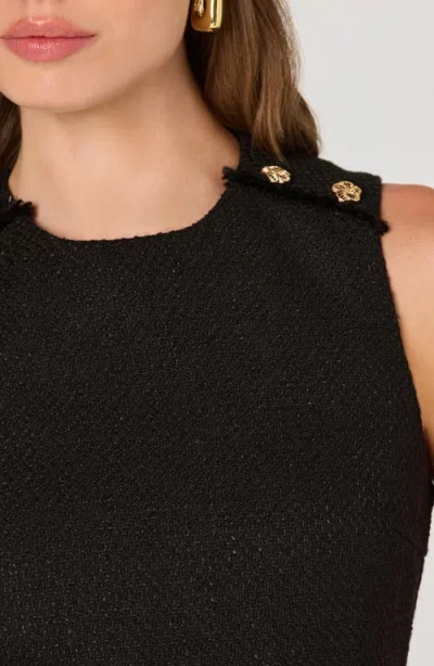 Astr The Label Asymmetric Button Detail Tweed Top In Black