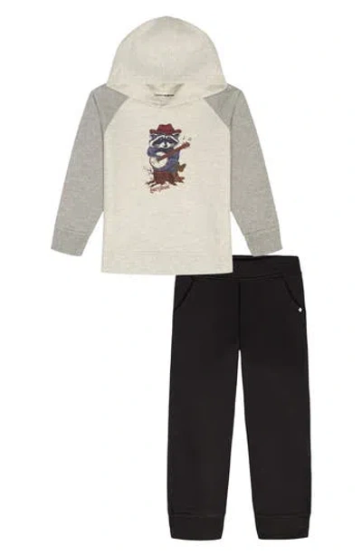 Lucky Brand Kids' Logo Hooded T-shirt & Joggers Set In Gray