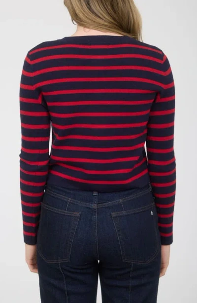 Blu Pepper Stripe Cardigan In Blue