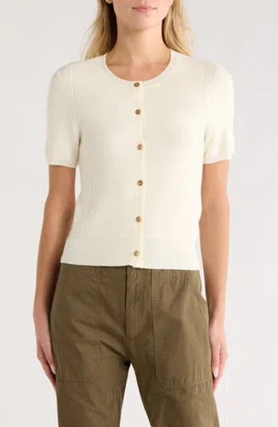Rag & Bone Michal Short Sleeve Crop Cardigan In Neutral
