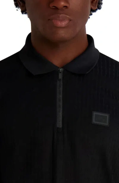 Karl Lagerfeld Paris Quarter Zip Knit Polo In Black