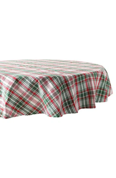 Design Imports Yuletide Plaid Round Tablecloth In Multi