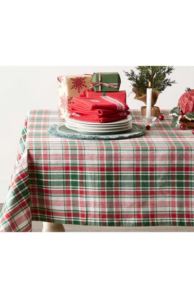 Design Imports Yuletide Plaid Round Tablecloth In Multi